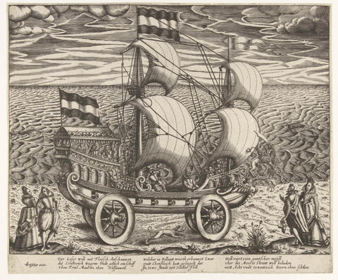 Simon Stevin sail wagon, 1602, anonymous, 1603 - 1649 Canvas Print