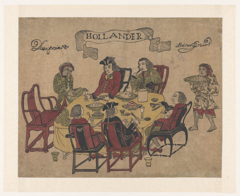 Five Dutch Men having a Meal, anonymous, 1790 - 1810 Canvas Print