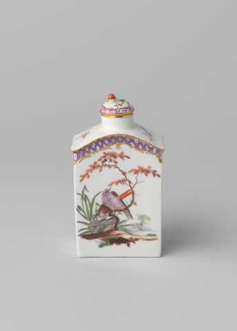 Cover of a tea caddy with birds in a landscape, Ansbach, c. 1765 Canvas Print