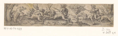 Bear hunt with a standing bear on the left, Virgil Solis, 1524 - 1562 Canvas Print