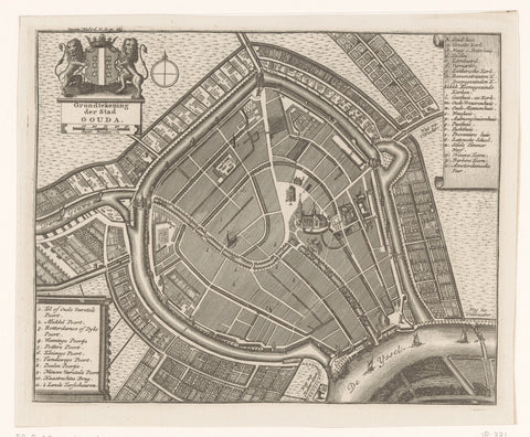 Map of Gouda, anonymous, 1744 - after 1780 Canvas Print