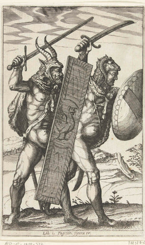 Two Germanic warriors, figura IV, Nicolaes van Geelkercken (attributed to), 1614 - 1616 Canvas Print