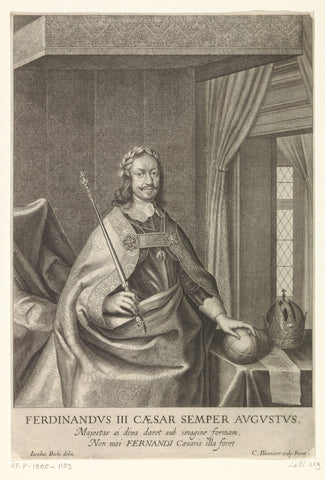 Portrait of Emperor Ferdinand III, Cornelis Bloemaert (II), 1633 - before c. 1657 Canvas Print