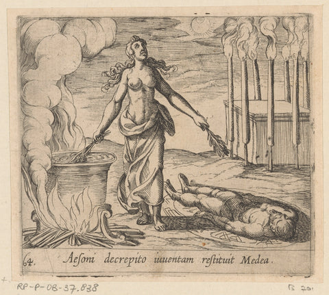 Medea restores the youth of Aeson, Antonio Tempesta, 1606 Canvas Print