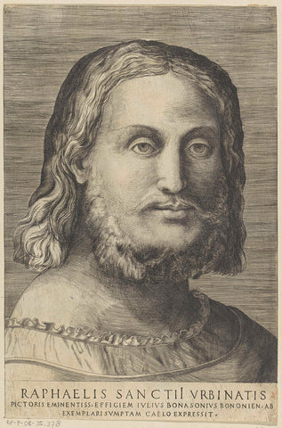 Portrait of the artist Raphael, Giulio Bonasone, 1501 - 1580 Canvas Print