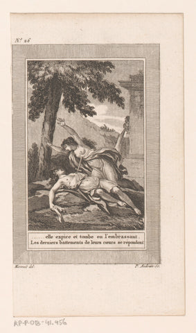 Thisbe werpt zich op het zwaard naast het lichaam van Pyramus, Pierre Audouin, 1801 Canvas Print