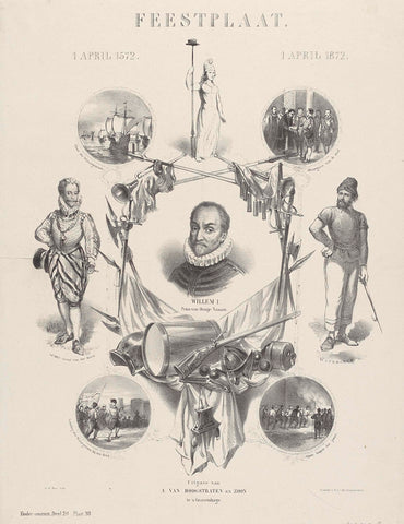 Party plate. April 1st, 1572. 1 April 1872, Gerardus Johannes Bos, 1872 Canvas Print