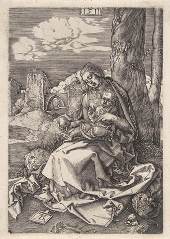 Maria met kind en een peer, Hieronymus Wierix, 1563 - before 1619 Canvas Print