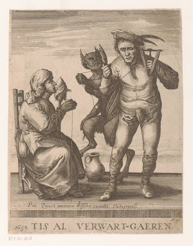 Devil confuses the yarn, Pieter Jansz Quast, 1652 Canvas Print