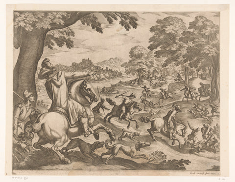 Hunting of deer and wild boar, Antonio Tempesta, 1599 Canvas Print