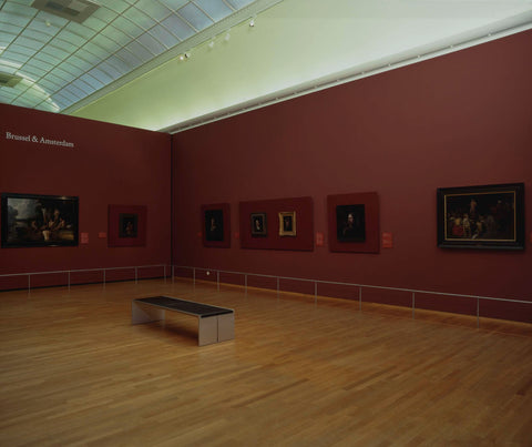 Room with paintings on the theme 'Brussels & Amsterdam' and a sofa for visitors, c. 2002 Canvas Print