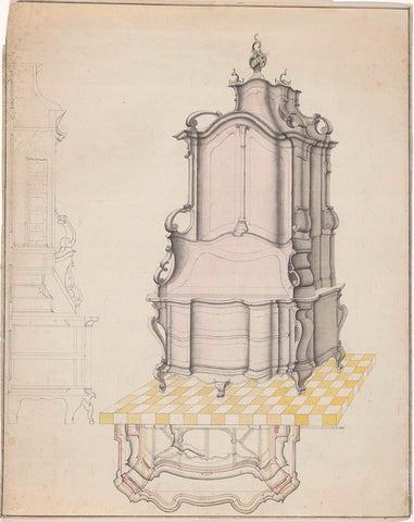 Design for an office with rebellion, anonymous, c. 1755 - c. 1770 Canvas Print