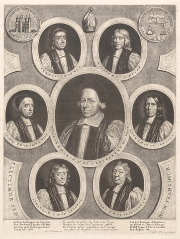 Portraits of Seven Bishops of England, 1688, Jacob Gole, 1688 - 1693 Canvas Print