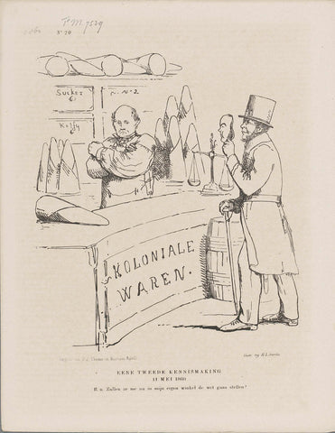 Cartoon about the issuance of cultural contracts in the Dutch East Indies, 1860, Johan Michaël Schmidt Crans, 1860 Canvas Print