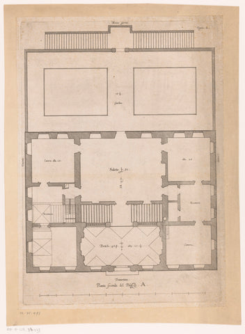 Plattegrond van de begane grond van het Palazzo Carrega-Cataldi te Genua, Nicolaes Ryckmans, 1622 Canvas Print