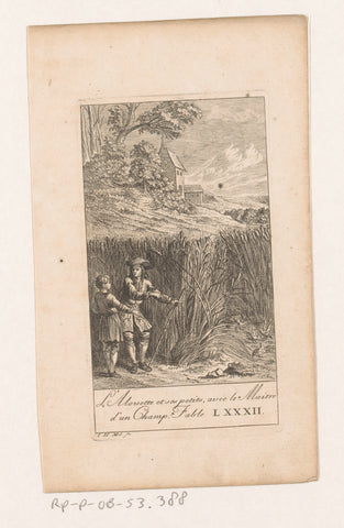 Fable of the lark and its little ones, Johann Heinrich Meil (der Ältere), 1758 Canvas Print