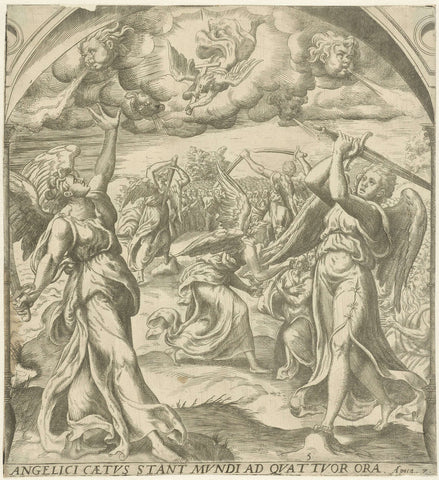 Four Angels Holding Back the Four Winds, Gerard van Groeningen, 1563 - 1574 Canvas Print