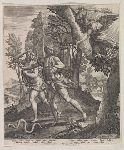 Expulsion from Paradise, Raphaël Sadeler (I), 1583 Canvas Print