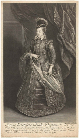 Portrait of Joanna of Austria, Gerard Edelinck, after c. 1665 - before c. 1700 Canvas Print