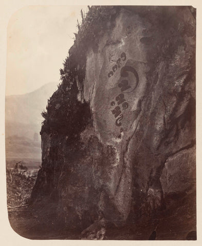 Crag with Inscription on the Dieng Plateau, Isidore Kinsbergen, 1864 Canvas Print