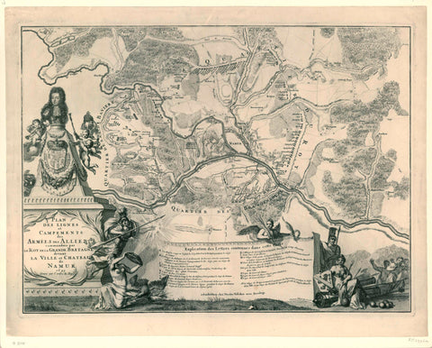 Map with the positions of the Allies under William III at the siege of Namur, 1695, anonymous, 1695 Canvas Print