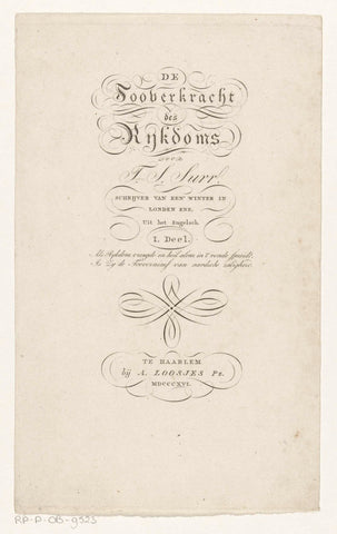 Title page for: T.S. Surr, De Tooverkracht des Rijkdoms, 1816, anonymous, 1816 Canvas Print