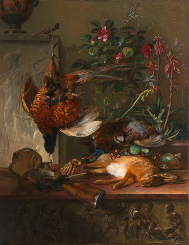 Still Life with Game and a Greek Stele: Allegory of Autumn, Georgius Jacobus Johannes van Os, 1818 Canvas Print