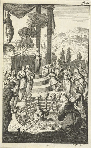 Eliza undergoes the test in the chastity source of Mauritania, Jan Luyken, 1681 Canvas Print