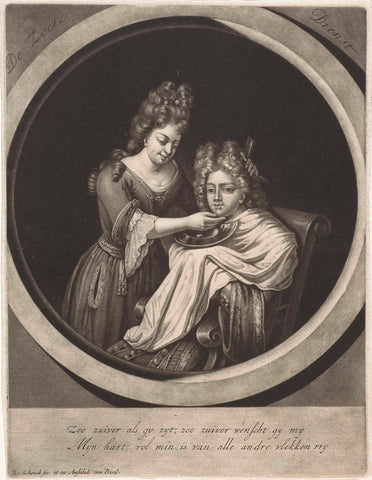 Vrouw scheert een man, Pieter Schenk (I), 1670 - 1713 Canvas Print