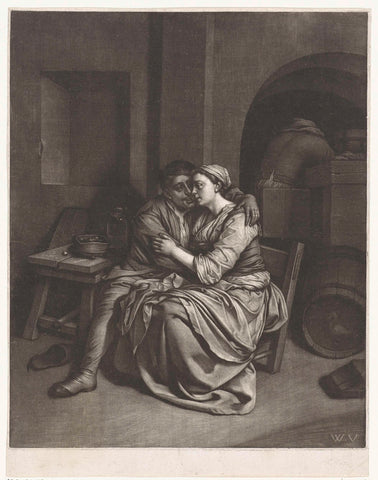 Couple in Embrace, Wallerant Vaillant, 1658 - 1677 Canvas Print