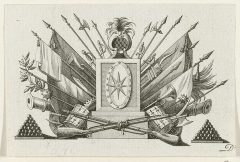 Vignet with weapons trophy, ca. 1786 (?), anonymous, 1780 - 1799 Canvas Print