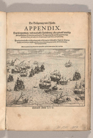 Title print for the Appendix: the destruction of Spanish galleys, 3 October 1602, anonymous, 1602 - 1604 Canvas Print