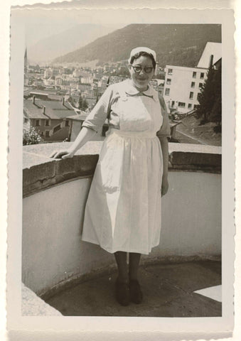 Photo of nurse Jenny Heulurgen on a balcony at the Jewish sanatorium Etania in Davos, on the front of a letter from Jenny to Isabel Wachenheimer, 15 August 1946, anonymous, 1946 Canvas Print