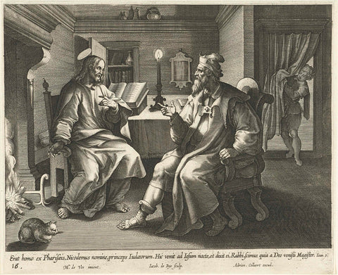 Conversation with Nicodemus, Jacques de Bie, 1598 - 1618 Canvas Print