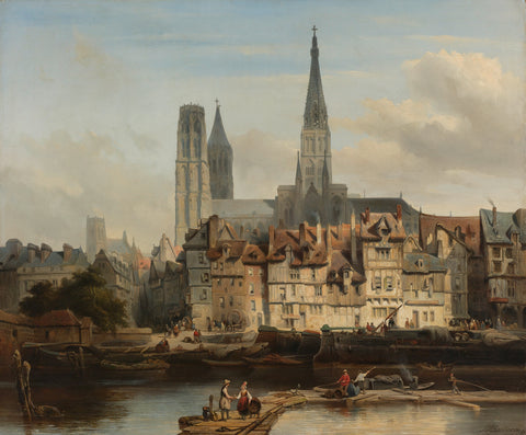 The Quay de Paris in Rouen, Johannes Bosboom, 1839 Canvas Print