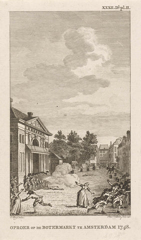 Oproer op de Botermarkt te Amsterdam 1748, Reinier Vinkeles (I), 1794 Canvas Print