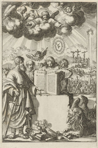 Johannes toont Paulus het gospel, Jan Luyken, 1688 Canvas Print