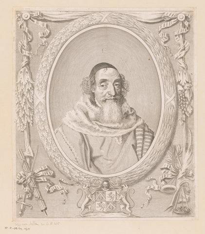 Portrait of Mathieu Molé, anonymous, Claude Mellan, 1634 - 1750 Canvas Print