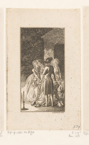 King Andrason and his ladies-in-waiting Mana, Sora, Lato and Mela dress a candlelight mannequin, Daniel Nikolaus Chodowiecki, 1787 Canvas Print