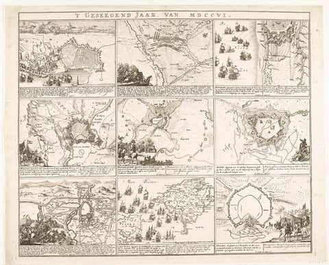 Schouwburg van den oorlog (sheet VII), 1706, Pieter Schenk (I), 1706 - 1707 Canvas Print