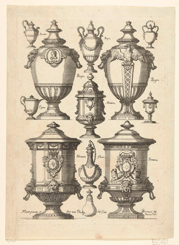 Twaalf ontwerpen voor edelsmeedwerk, Daniël Marot (I), 1701 - 1703 Canvas Print