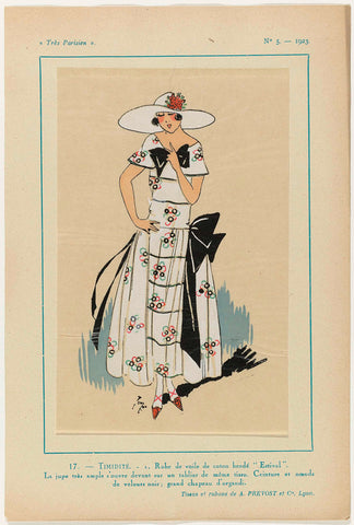 Très Parisien, 1923, No. 5: 17.- TIMIDITY. - 1. Robe de voile..., anonymous, 1923 Canvas Print