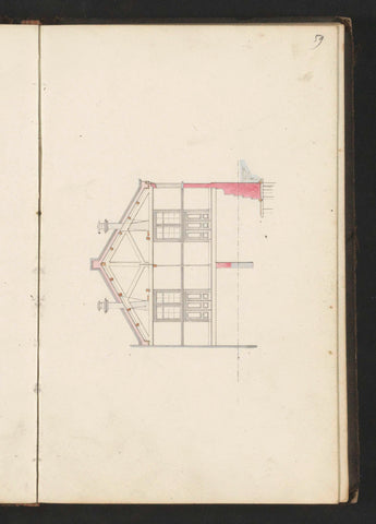 Cross-section of a building across the width, Willem Springer jr., c. 1864 Canvas Print