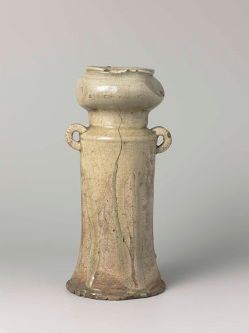 Vase with a green glaze and two handles, anonymous, anonymous, c. 1700 - c. 1899 Canvas Print