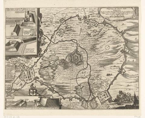 Map of the siege of Groenlo by Frederik Hendrik, 1627, Pieter Hendricksz. Schut (possibly), 1651 Canvas Print