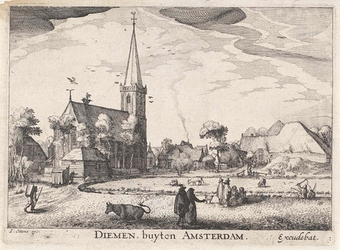 View of Diemen, Claes Jansz. Visscher (II), 1689 - 1720 Canvas Print