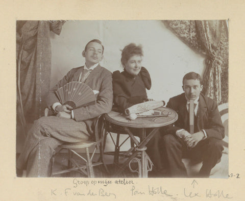 Karel Frederik van den Berg, Pauline Wilhelmine Louise Holle en Lex Holle in het atelier van Hendrik Herman van den Berg, Hendrik Herman van den Berg, in or after 1890 - in or before 1894 Canvas Print