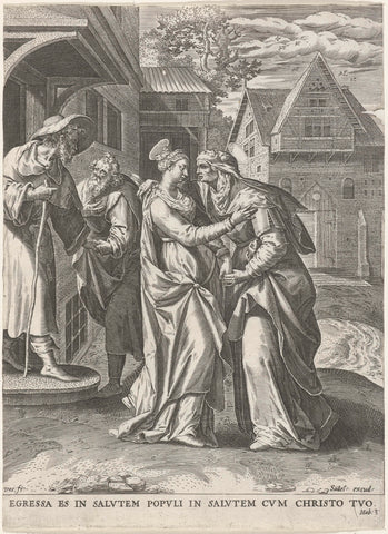 Visitatie, Johann Sadeler (I), 1587 - 1589 Canvas Print