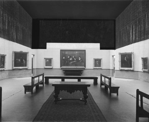 Middle room seen to the east with paintings, panelling and in the foreground a 17th century table, 1932 Canvas Print