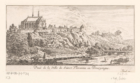 View of the city of Saint-Florentin, Israel Silvestre, 1650 Canvas Print